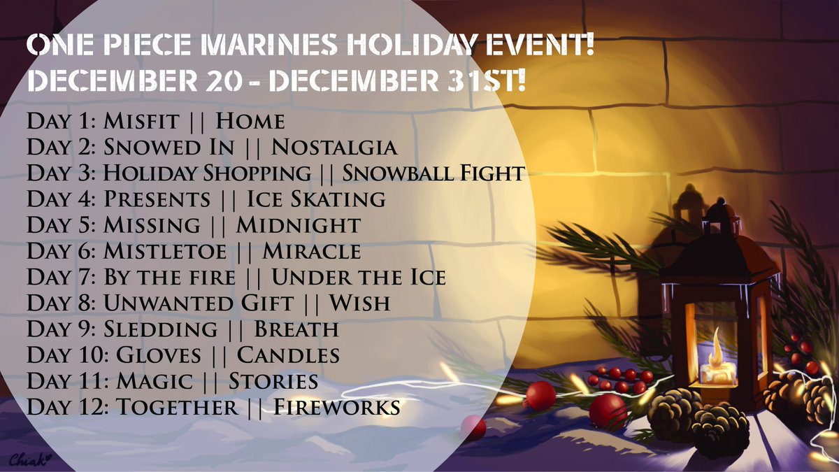 marines_one's tweet photo. That's right! We are back for #OPMarinesHolidays! 
Info: 
This is a 12 day long (like the 12 days of Christmas!) fan event celebrating the Marines from One Piece taking place DECEMBER 20 - DECEMBER 31ST! https://t.co/7hG2jAEkN2