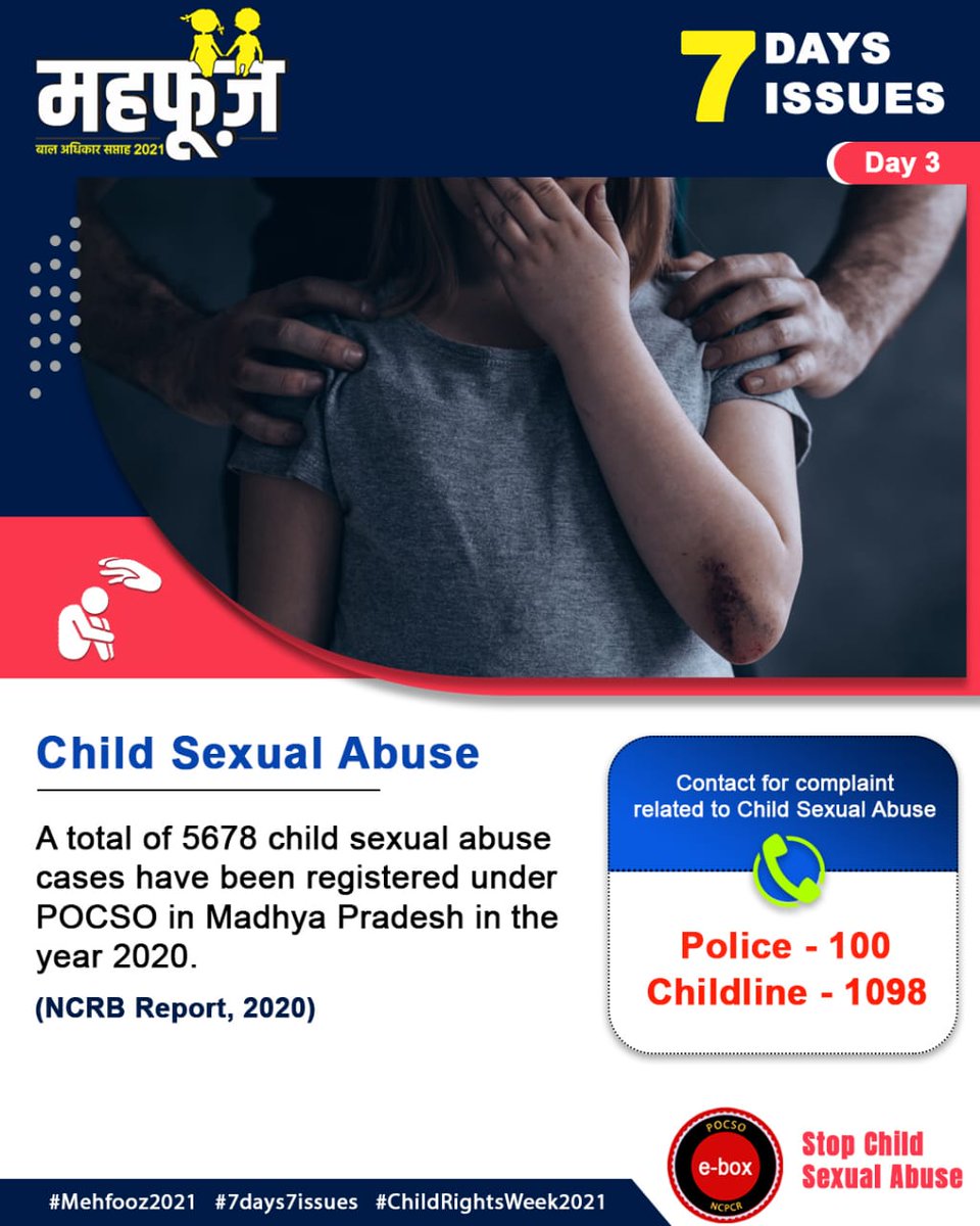 AakankshaPatle's tweet photo. According to NCRB report 1 out of every two child in India has been sexually abused,Be a voice for stop child sexual abuse.#Mehfooz #7day7issue #aawazmp#ChildRightweek2021
#Aagazinternship2021 
#aagazmp#aagaz2021#Voicesforchildprotection https://t.co/Pu1giaW0e3