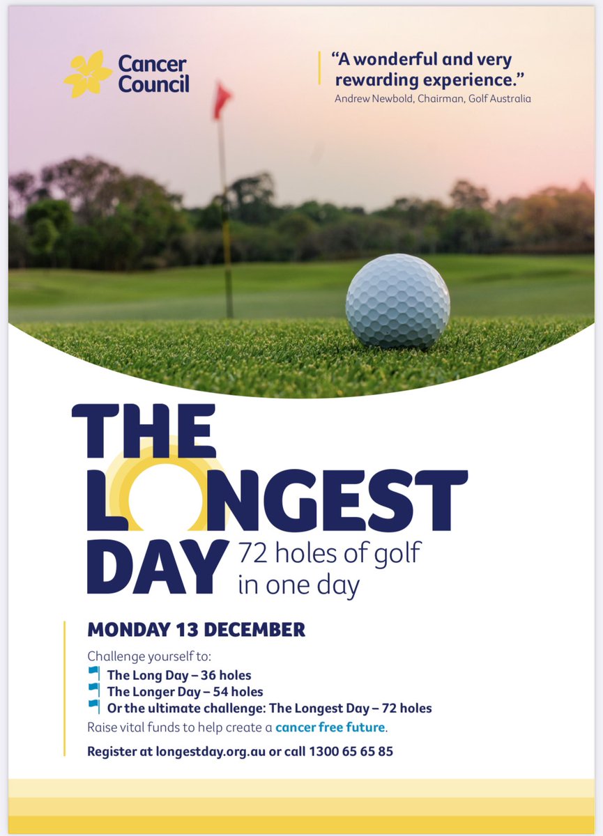 DadgolfDad's tweet photo. Hi! This year I'm participating in The Longest Day, a golf challenge designed to test my skills strength and stamina. I'll be fundraising to support Aussies impacted by cancer - it would be great if you could support me! You can donate to my fundraising page in my bio #longestday https://t.co/zdjiMzSB2i