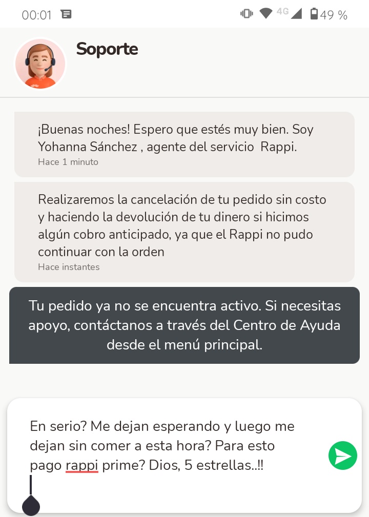 gilberto_n's tweet photo. @RappiArgentina Excelente cuando te dejan sin comer a media noche, no te ofrecen una opción, ni otro rappi que te lleve la comida. Que desastre, para colmo, ya ni se puede contactar a soporte si pasa algo con tu pedido. https://t.co/6Rs993AQT9