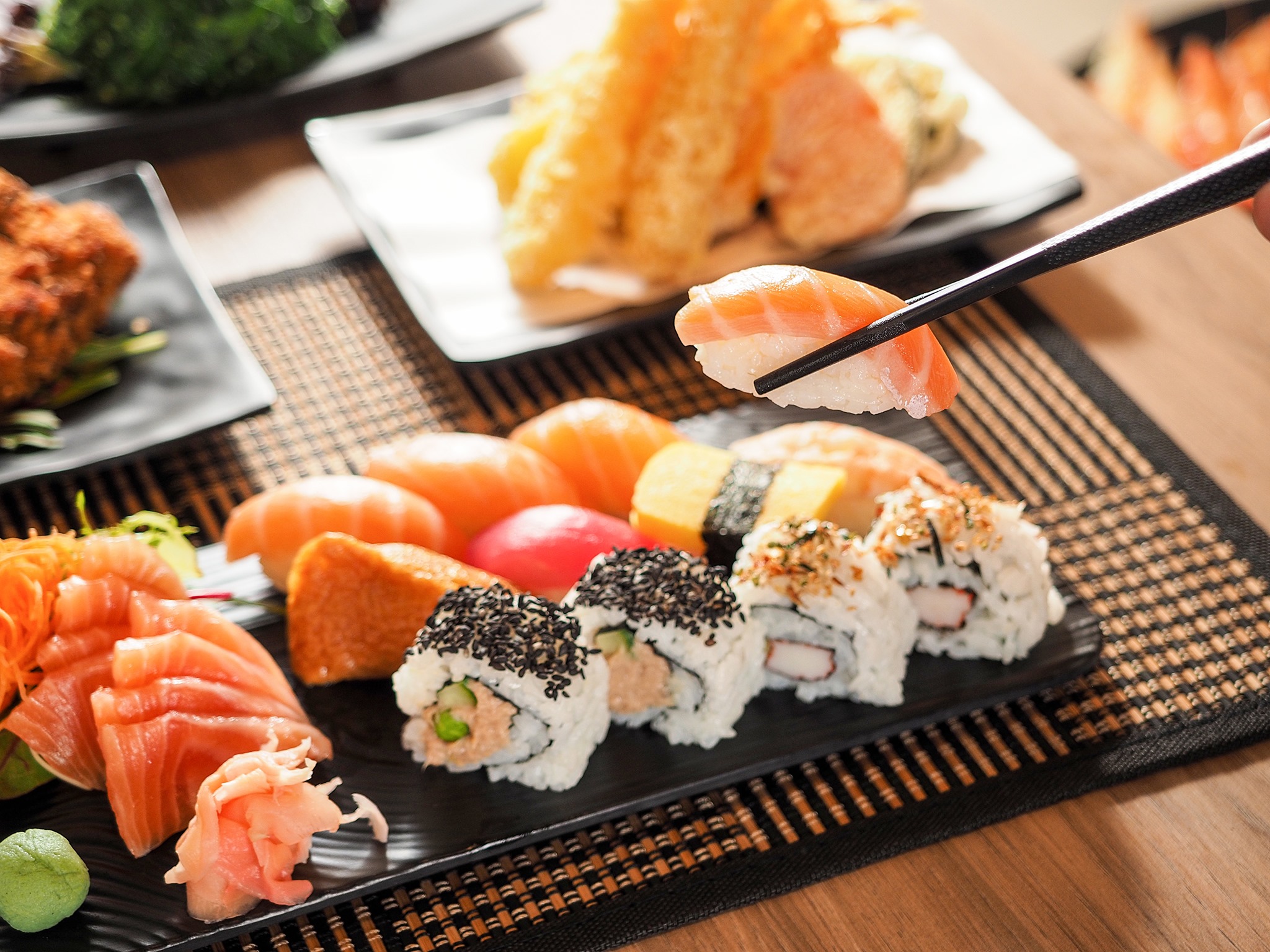 OKAMI JAPANESE RESTAURANT on X: The sushi and sashimi platter is full of  beautiful blushing salmon and tuna that literally melts in your mouth. Your  favorite sushi rolls are on there, too.