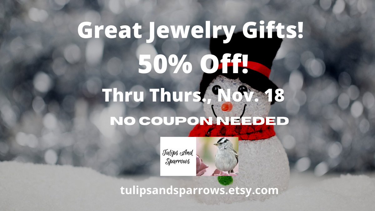 TulipsSparrows's tweet photo. https://t.co/xgfYBOt1Qd #50percentoffjewelry #50percentjewelrysale #holidaysale #slashedprices #giftsforher #giftforher #greatgifts #giftideas #jewelryblowout #handmadejewelry #earlyholidaysale #pricesslashed #holidaygifts #holidaygiftideas https://t.co/ZcEnqWYwfT