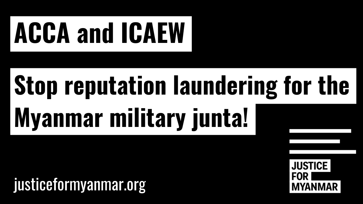 JusticeMyanmar's tweet photo. Nothing ethical about partnering in an event where the #Myanmar junta's auditor general is "Guest of Honour"! @ACCANews &amp; @ICAEW: STOP reputation laundering for the junta! Withdraw support from @AFA_Accountants Conference NOW 👉🏽 https://t.co/YrIM9EiS89 @MichaelIzza @IFAC @IAINews https://t.co/NZSgmK5kH3