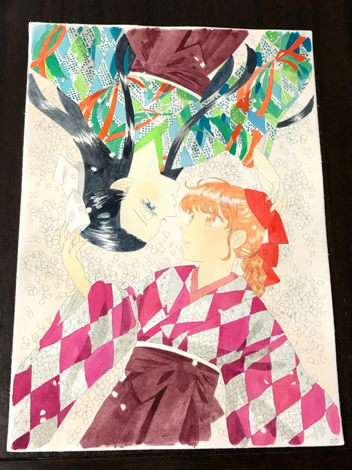 表紙の制作過程線画→下塗り→完成(雑)