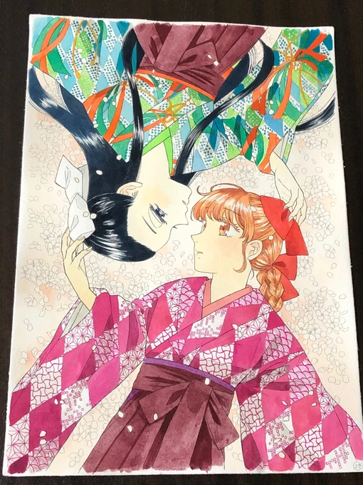 表紙の制作過程線画→下塗り→完成(雑)