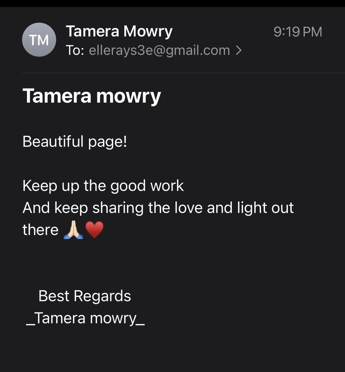 elle_rays's tweet photo. Huge coincidence the @elle_rays watched several episodes of #sistersister tonight then we see this in our inbox. @TameraMowryTwo if this is you, thank you! If not, thank you anyway for the universe using your name to let us know that we’re making a difference for someone 🙏🏾🤗 https://t.co/Lg5VWNAn4S
