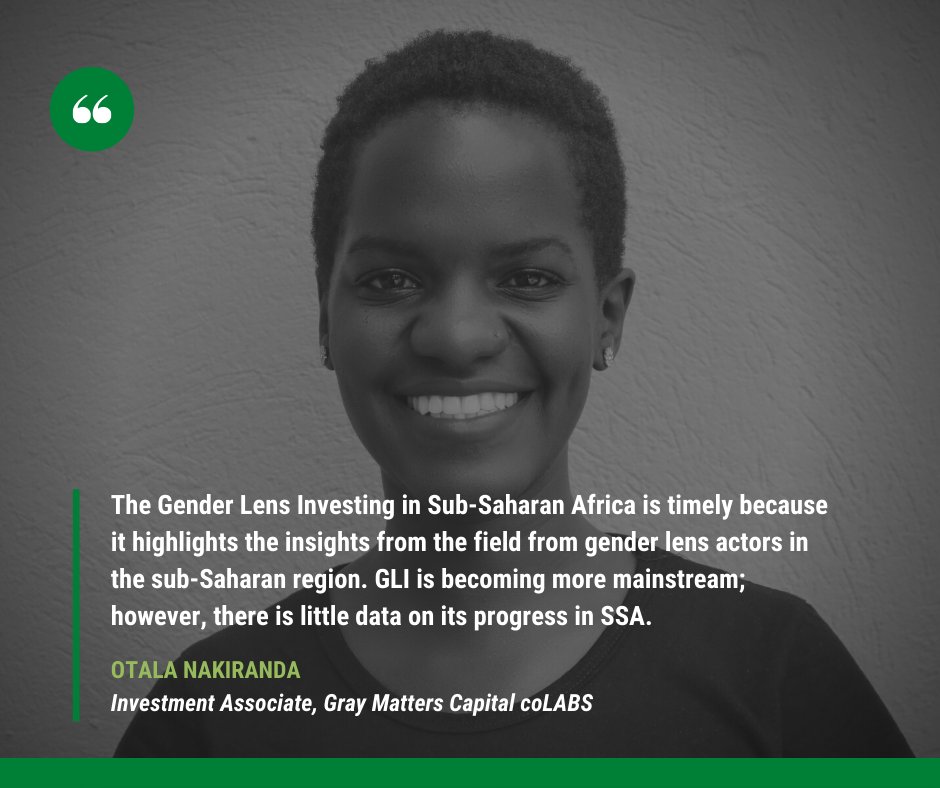 <a href="/GMC_Impact/">Gray Matters Capital</a> coLABS Investment Associate, Otala Nakiranda shares that this report is timely because it highlights the insights from the field from gender lens actors in the Sub-Saharan (SSA) region.

Download the report here- bit.ly/3mkfL6e

#GMC #coLABS