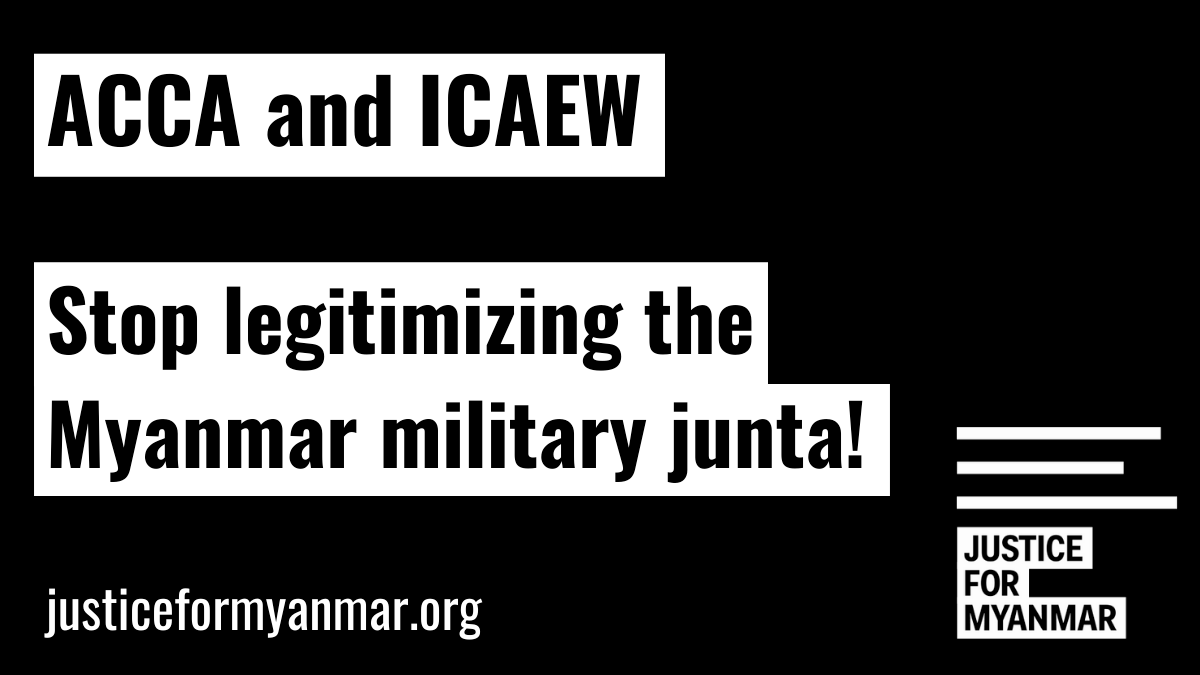 What ethical example are #UK's <a href="/ACCANews/">ACCA</a> &amp; <a href="/ICAEW/">ICAEW</a> setting by continuing to support an event where #Myanmar military junta auditor general is "Guest of Honour"?

21,000+ already signed a petition calling for you to withdraw! #HearTheVoiceOfMyanmar chng.it/VgScGLFQBk <a href="/UKChange/">Change.org UK</a>