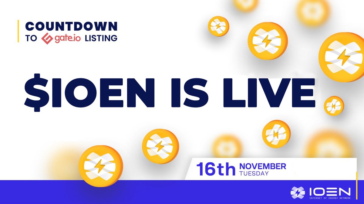 📣 Dear community, $IOEN is NOW LIVE on Gate.io!

⚡️Trading Pair 1: gate.io/trade/IOEN_USDT
⚡️Trading pair 2: gate.io/trade/IOEN_ETH

🔥 Start Trading NOW!

🗞 Read all about the listing here:
gate.io/en/article/236…

🛰 Get ready for liftoff! 🚀

#IOEN #CEX #IOT