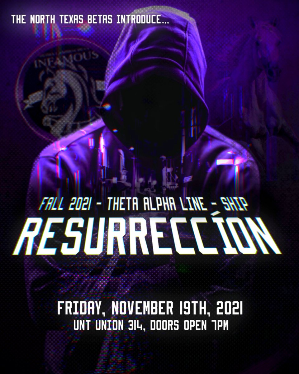 New infamous betas in town. 
FIND OUT who they are this FRIDAY!
@ UNT Union 314. Open 7PM 😈🐎