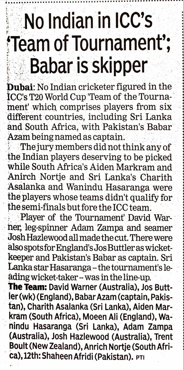 AmitabhTiwari's tweet photo. @ICC this is bullshit! You mean no Indian is good enough to make it to the #TeamOfTournament? Even if one accepts this, where is #KaneWilliamson @NotNossy of #NZ https://t.co/f8JUJpqwfr