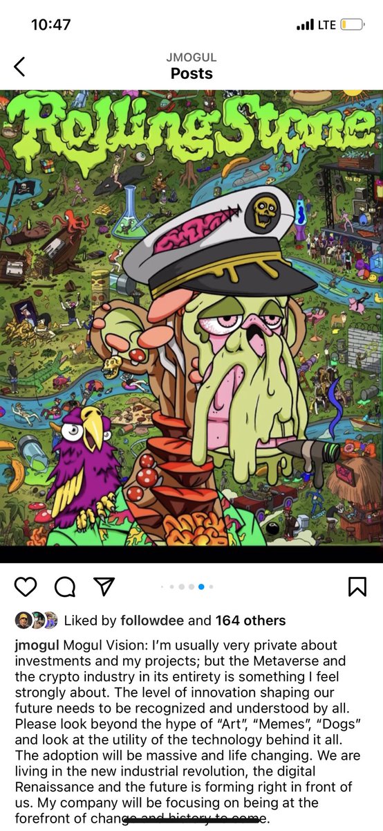 TESSKNOWS's tweet photo. My brother just bid and won his very own ROLLING STONE x Mutant Ape Yacht Club Cover NFT. This is only the beginning 🙏🏽🏆 #1of1 #mogulvision https://t.co/UgC1ZkdRxw