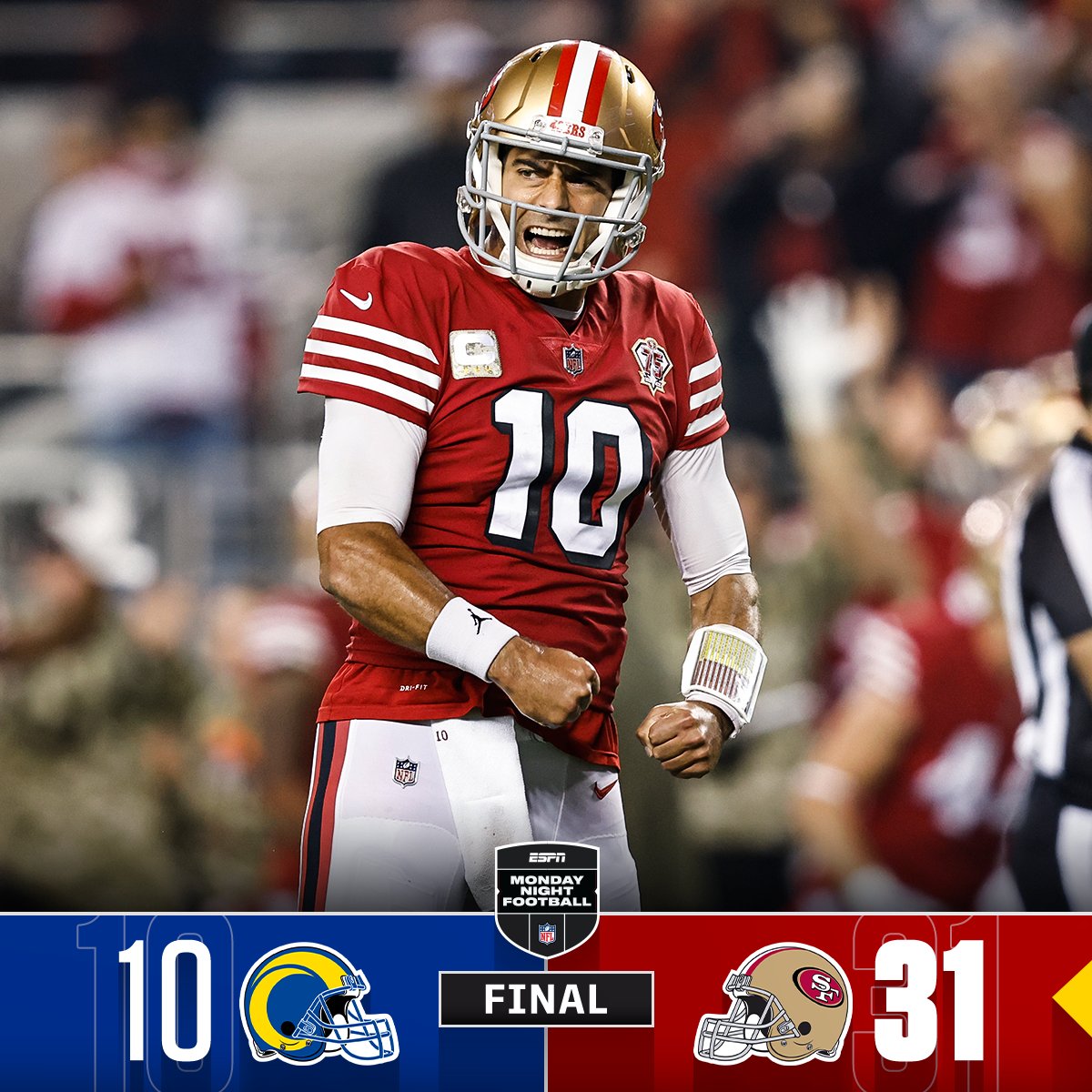 NFL on X: FINAL: @49ers lead from start to finish on MNF! #LARvsSF #FTTB   / X