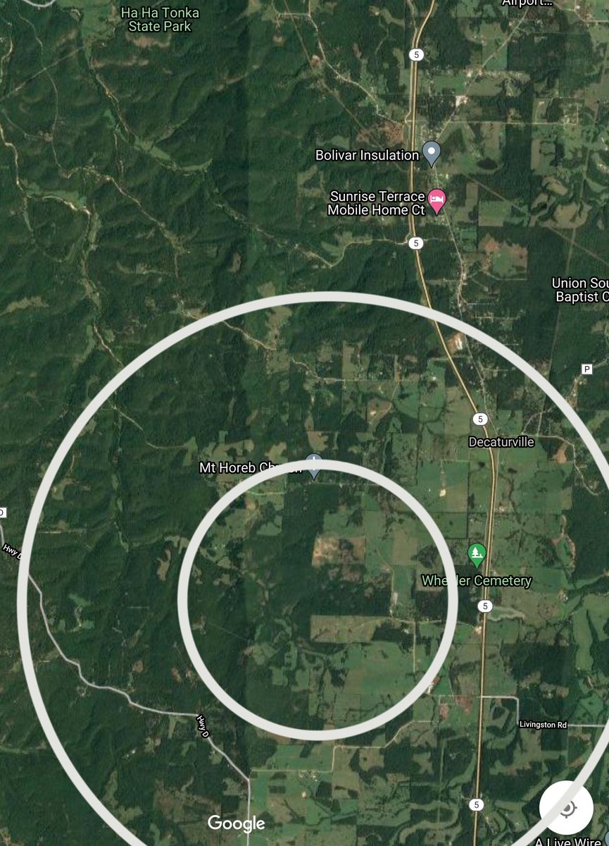 programmer1200's tweet photo. Near where I live there is a asteroid crater hidden in the Missouri forests , the crater can be found in the small town of Decaturville. I made this updates overlay so it doesn't get lost in time. #decaturvillecrater #decaturville #missouri #asteroid https://t.co/fvakpIDyTf