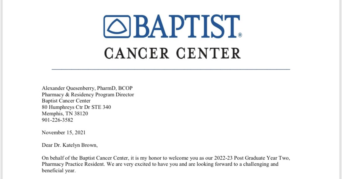 kbrown_pharmd's tweet photo. On cloud nine and honestly at a loss for words — I’m gonna be an oncology pharmacist!!!!! 🥺🤩 https://t.co/rO1uVbhpkv