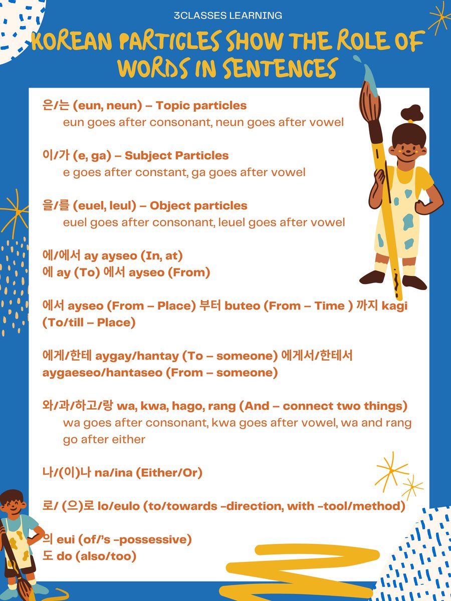 3Classes_com's tweet photo. Korean has particles that show you exactly which word is the subject, the object, verb, and preposition. That means you can read any Korean sentence and at least understand the basic structure. 🕵 https://t.co/gPYOsuoRnR