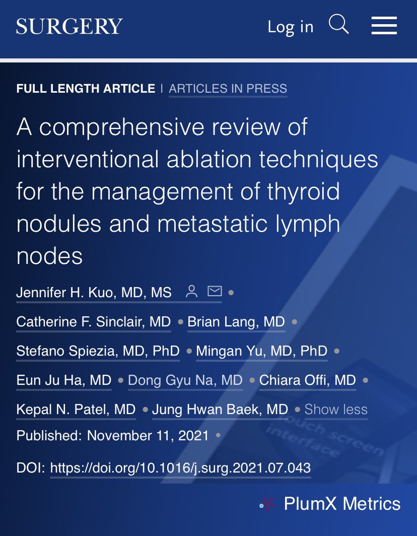 SurgJournal's tweet photo. A comprehensive review of interventional ablation techniques for the management of thyroid nodules and metastatic lymph nodes 

@JenniferKuo5 @EunjuHa3 @DrCathSinclair @BrianHLang1 @Jasosamd @TheAAES @AmThyroidAssn @ThyCaInc @SEndocrine #SoMe4Surgery 

https://t.co/pztoyO7vUj https://t.co/jhVv7mHBM4