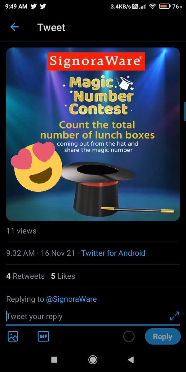 amehta121's tweet photo. @SignoraWare Answer ๐ 9 Sets
There are Total 9 sets of lunch boxes๐
๐๐๐ฅณโจ
#win #WINWIN
#signoraware #contest #contestalert #magicnumbercontest #contestlover #magiccontest #participate #utilityproducts
Join
@cool_bindra
@ranchikuldeep
@amehta121
@jinijony08
@gourav8910
@SignoraWare https://t.co/xOvkBL2zZ5