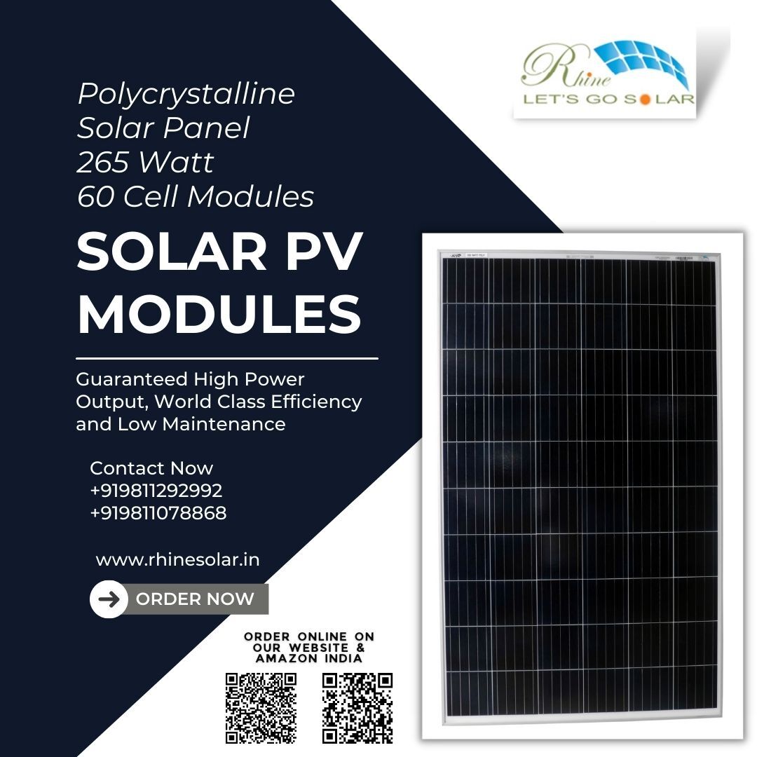 Rhine solar on Twitter: "Polycrystalline Solar Panel 265 Watt 60 Cell  Modules Made in India & BIS Certified | Solar Panel Module High in  Performance & Durability Order online on our website