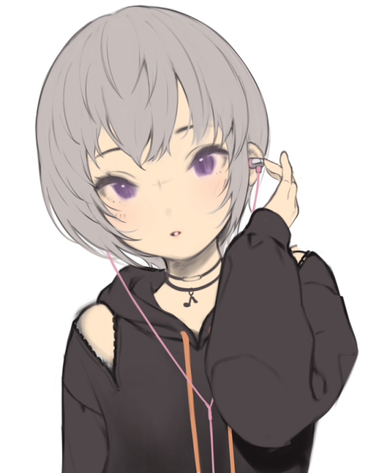 ラフの時アイコンなのに張り切って胸下くらいまで描いてたけどTwitterは丸アイコンなので顔をはめた方がいいと思って大部分を削ったというやつです 