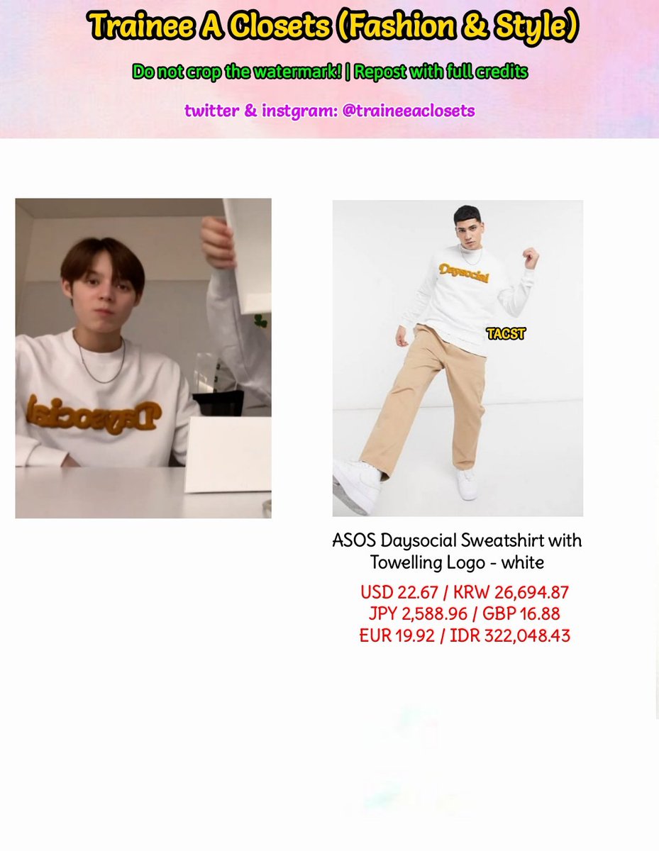 TraineeAClosets's tweet photo. [Youtube] 211114 - James's log

Brand: ASOS

#TRaineeA #TRaineeAJJ #TRaineeAJayJay #JayJay #JJ #제이제이 #kpop #kpopstyle #kpopfashion #kpopclothes #TraineeAClothes #아이돌연습생 @trainee_a https://t.co/q9VeREM4OV
