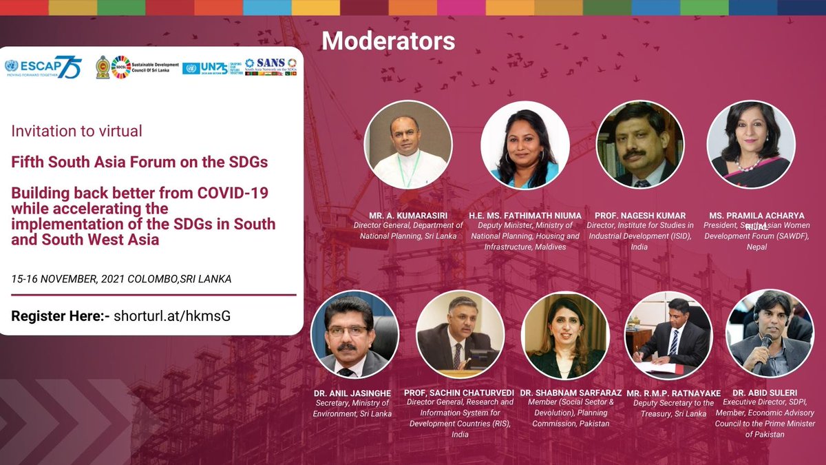 SSWA_UNESCAP's tweet photo. 5th #SouthAsia SDG Forum
#Buildingbackbetter from #COVID19 Day 2 of session begins!
#2030agenda
@UNESCAP @RajanRatna @susdevSL @nageshkum @Abidsuleri @RIS_NewDelhi @Sachin_Chat #sawdf @UNSriLanka @MoNPHImv https://t.co/c0hEErwffz
