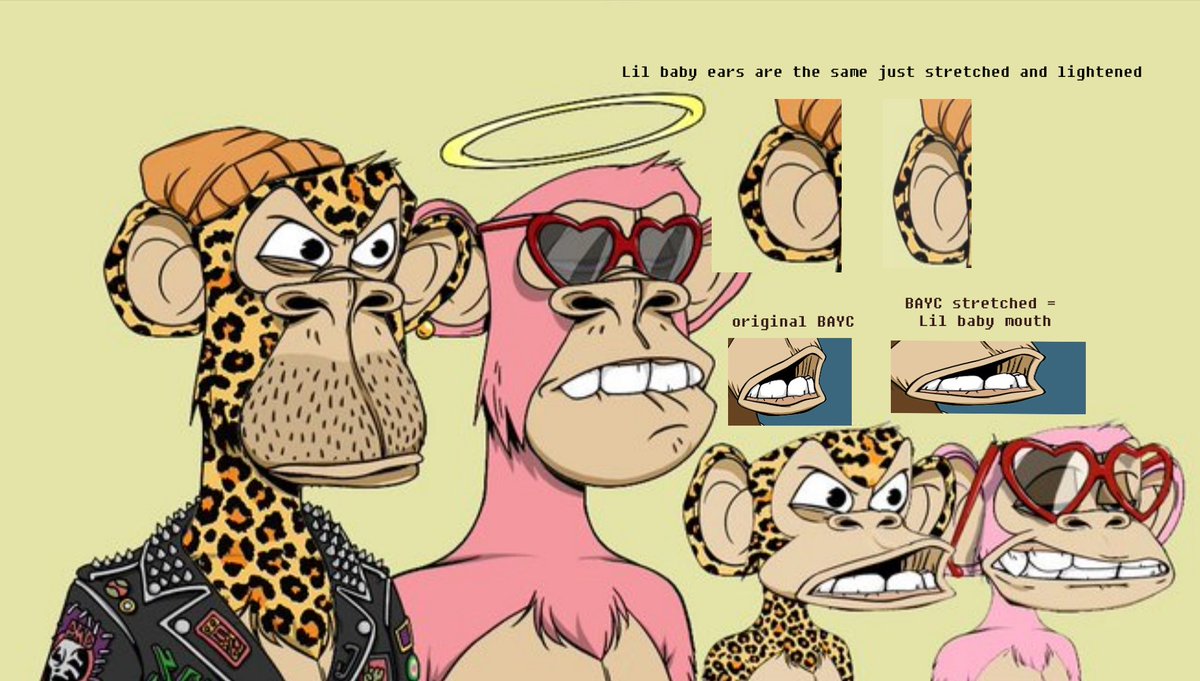 crypto_rooms's tweet photo. @farokh @LilBabyApeClub not hand-drawn at all, the artist is really just a plagiarist with photoshop https://t.co/PbYIBW8KiB