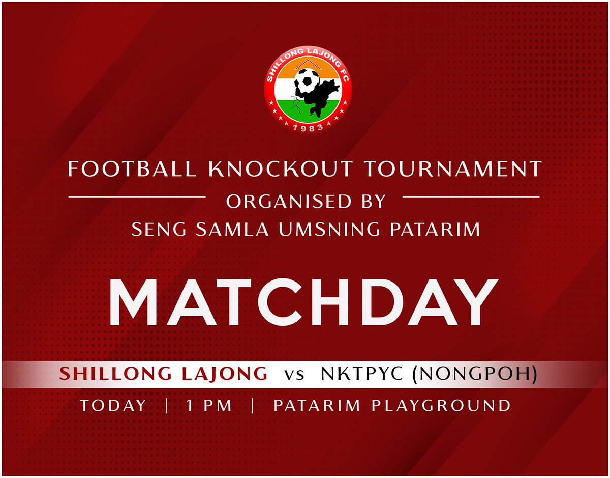 lajongfc's tweet photo. It’s Matchday!
Come On Reds 👊 Let’s go 💪🏼
#knockoutfootball #football #matchday⚽️ #shillonglajongfc #umsning #shillong #meghalaya https://t.co/5v0bqpprla