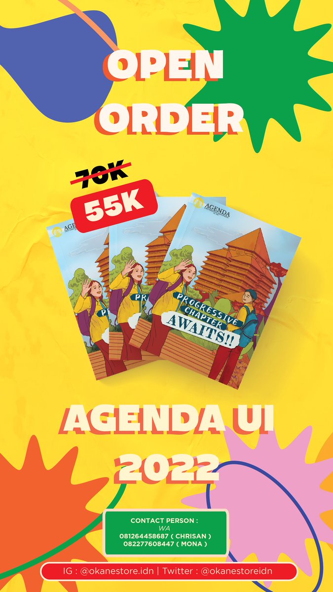 okanestoreidn's tweet image. 📣 OPEN ORDER AGENDA UI 2022😱 📣 

Halo, Pejuang PTN! 🙌❤️
Saat ini Okane Store sedangan menjual Agenda UI 2022 , lho!