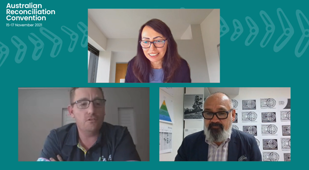 IndigenousBizAU's tweet photo. Rich discussion happening around being brave in economic development this afternoon with Leah Armstrong, @DarrenGodwell and Phil Usher.
#2021ARC #safetobrave @RecAustralia https://t.co/3sbVR3IJtq