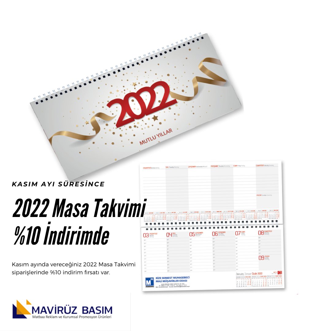 MaviruzBasim's tweet photo. #2022masatakvimi kasım ayı süresince vereceğiniz siparişlerde %10 indirimli...
#masatakvimi #haftalıkmasatakvimi #masasümeni #2022takvim #2022promosyon #mavirüzbasım #maviruzbasim https://t.co/6L9gMJEV7x