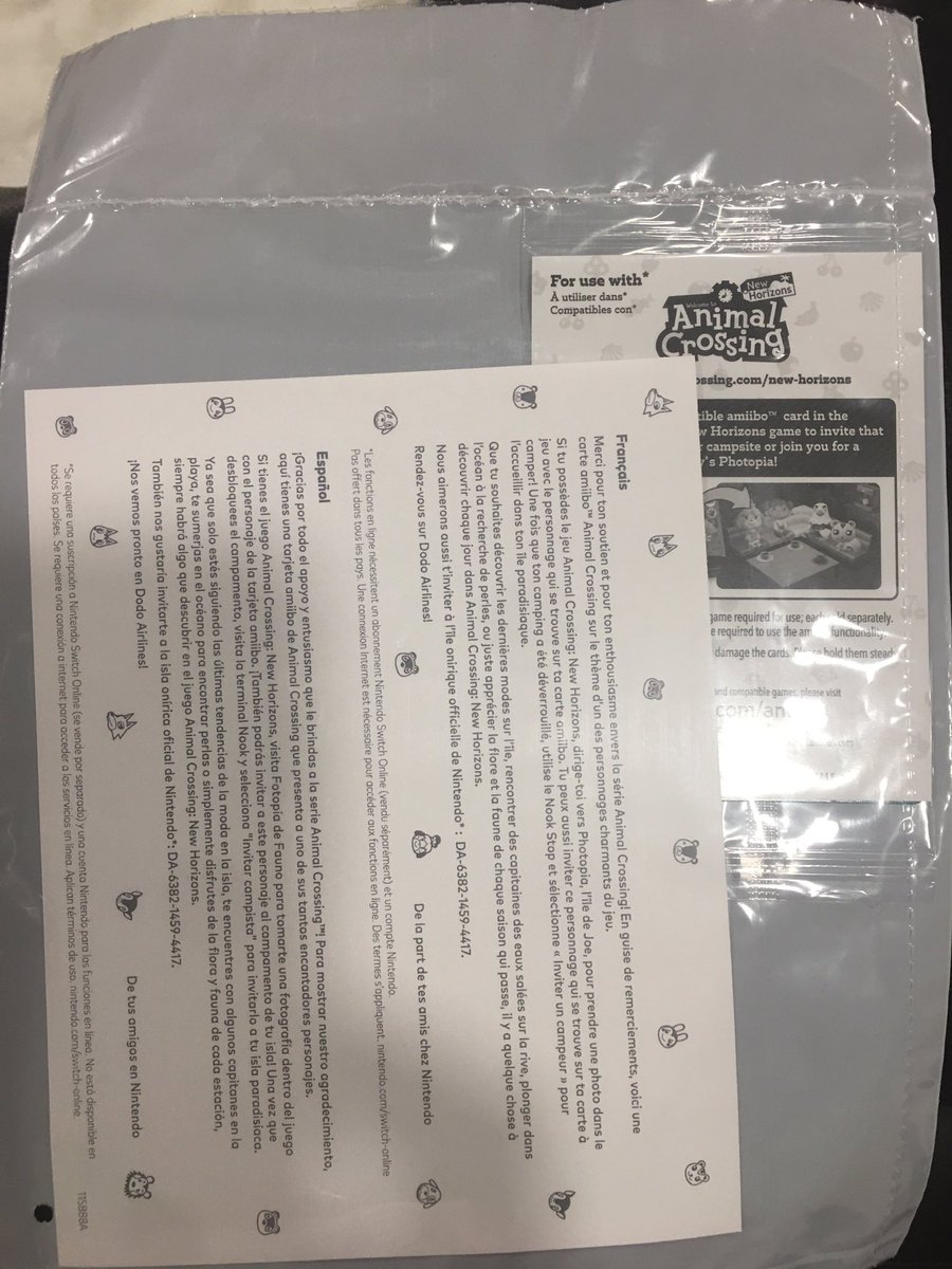 MANswerz's tweet image. So I got this in from Nintendo store online for ordering animal crossing series 5.  I got two packs so they sent two of these amiibos in a white bag anyone know what it is ? @AmiiboNews #AnimalCrossingNewHorizons #amiibo #switchwatch #NintendoSwitch