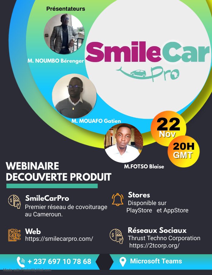 techno_thrust's tweet image. Nous organisons un #webinaire de présentation de la solution #smilecarpro.  Inscription ici : docs.google.com/forms/d/1EXE0c….           Rdv le 22/11/2021 a 20:00