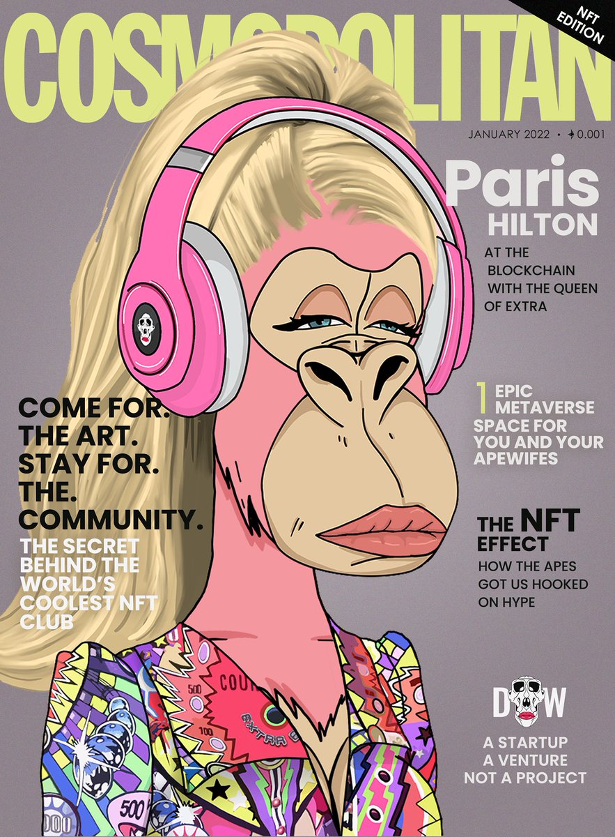 sigma_and_omega's tweet photo. Okay, officially obsessed with @DApeWives  cover magazines😍
Part 2 of "How magazines will look like in 2022" featuring the one and only @ParisHilton
#NFTs #DAW #DesperateApeWives #BAYC https://t.co/5W2jM7xMPS