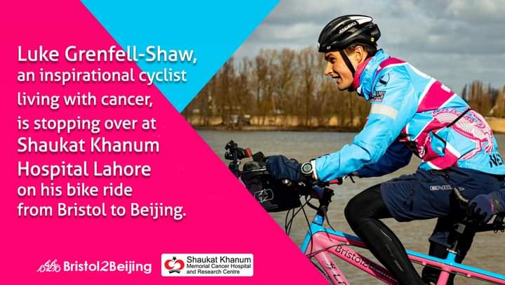 SKMCH's tweet photo. Luke Grenfell-Shaw, an inspirational cyclist living with cancer, is stopping over at Shaukat Khanum Hospital Lahore on his bike ride from Bristol, UK to Beijing, China.

Learn more about Luke's journey at https://t.co/nBlydnwgPx

#Bristol2Beijing #LukeGrenfellShaw #CanLive #SKMCH https://t.co/pZho4LJNR9
