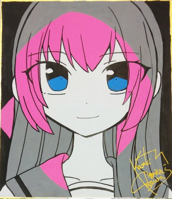 かっこ可愛い色紙描けたから見て! 