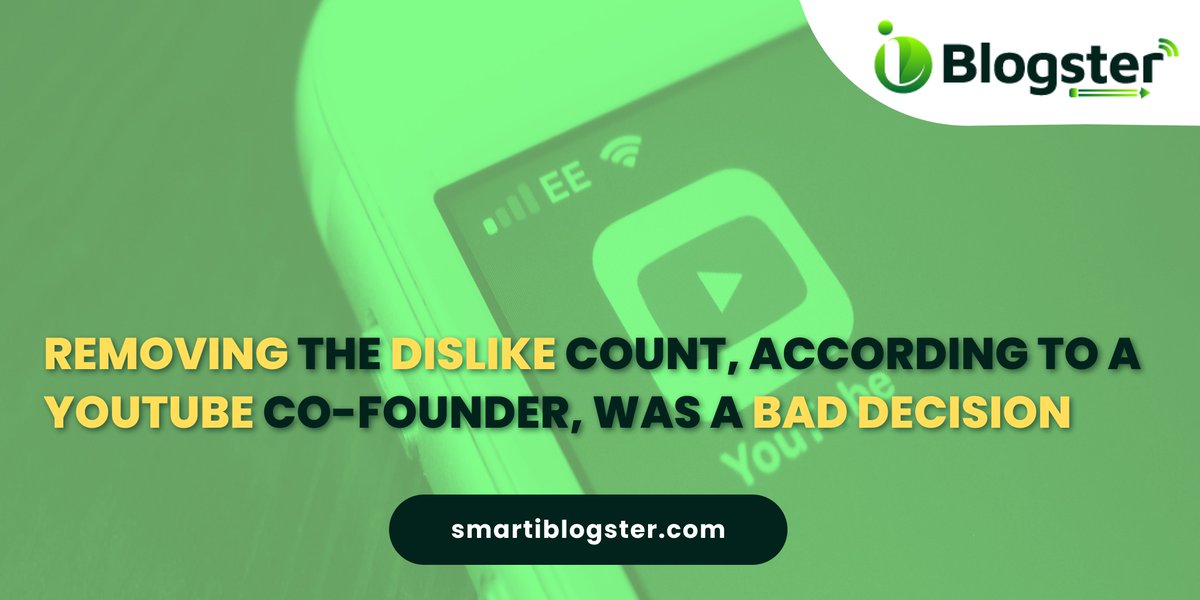 iBlogster's tweet photo. Removing the dislike count, according to a #YouTube co-founder, was a bad decision
#YoutubeGaming #Videos #VideoViral #BREAKING #BreakingNews #breakingboundaries #Trending #trendingnews #businessnews #iblogster https://t.co/Mo3JCIUpd7