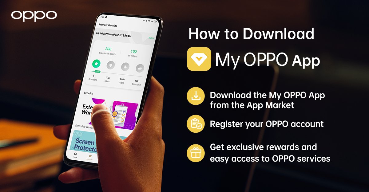 OPPOPhilippines's tweet photo. The My OPPO App gives you easy access to exciting rewards and convenient services for your OPPO devices. Download and register today! #TechnologyForYou https://t.co/S6hu3c1hhA