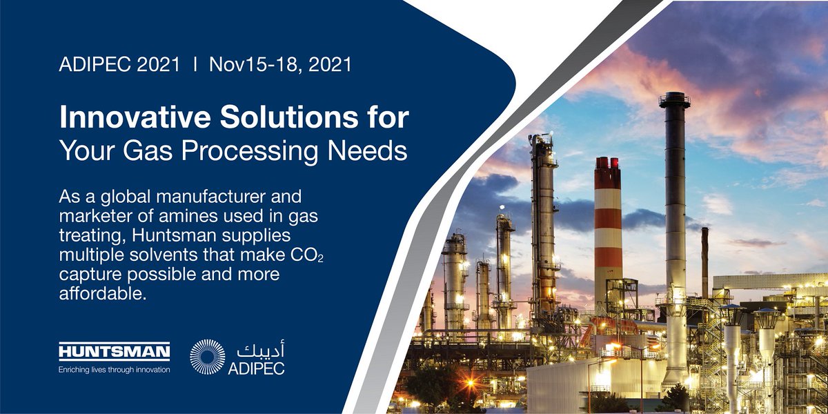 Huntsman_Corp's tweet photo. As a global manufacturer and marketer of amines used in gas treating, #Huntsman supplies multiple solvents that make CO2 capture possible and more affordable.
Find out more from Huntsman at Stand 7321 in Hall 7.
#Huntsman #ADIPEC #PerformanceProducts https://t.co/vUO8n42HuX