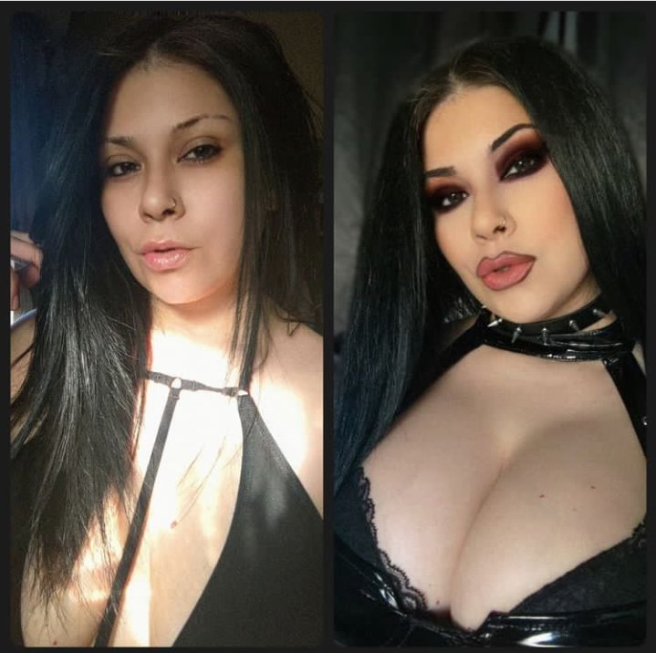 goddess1Ruby's tweet photo. With makeup &amp; without makeup. With a bra and without a bra. Whatcha think, coven?
You prefer with or without makeup?🥰🧛 https://t.co/pyrKZ1dLPc