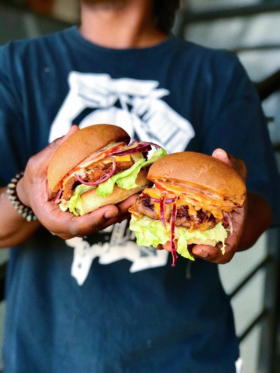 The Chicken Sammich. 
- Toasted Burger Bun
- Guy Sauce
- Lettuce
- Southern Fried Chicken Fillet
- Sweet Milk Cheese
- Red Onion
- Tomato

The Sammich. 
- Toasted Burger Bun
- Sammy Sauce
- Lettuce
- Smashed Beef Patty
- Chedder Cheese
- Red Onion
- Tomato