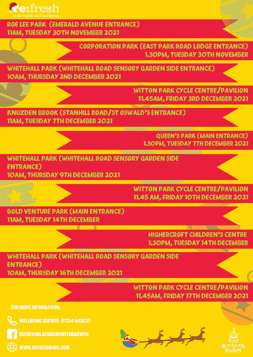 💌 The Lost Post - A Christmas Trail 🎄

Join the Blackburn with Darwen re:fresh team for a fun story walk in your local park this festive season.

Starting Tuesday 30th November 2021 📅

Contact the Wellbeing Service for more info 📱 01254 682037