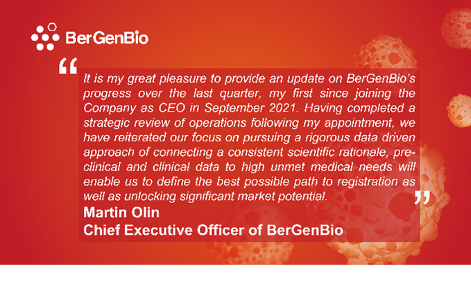CEO Martin Olin comments on BerGenBio’s Q3 2021 results, out today. 

You can view the report in full here: bergenbio.com/wp-content/upl…

#financialresults #BGBIO