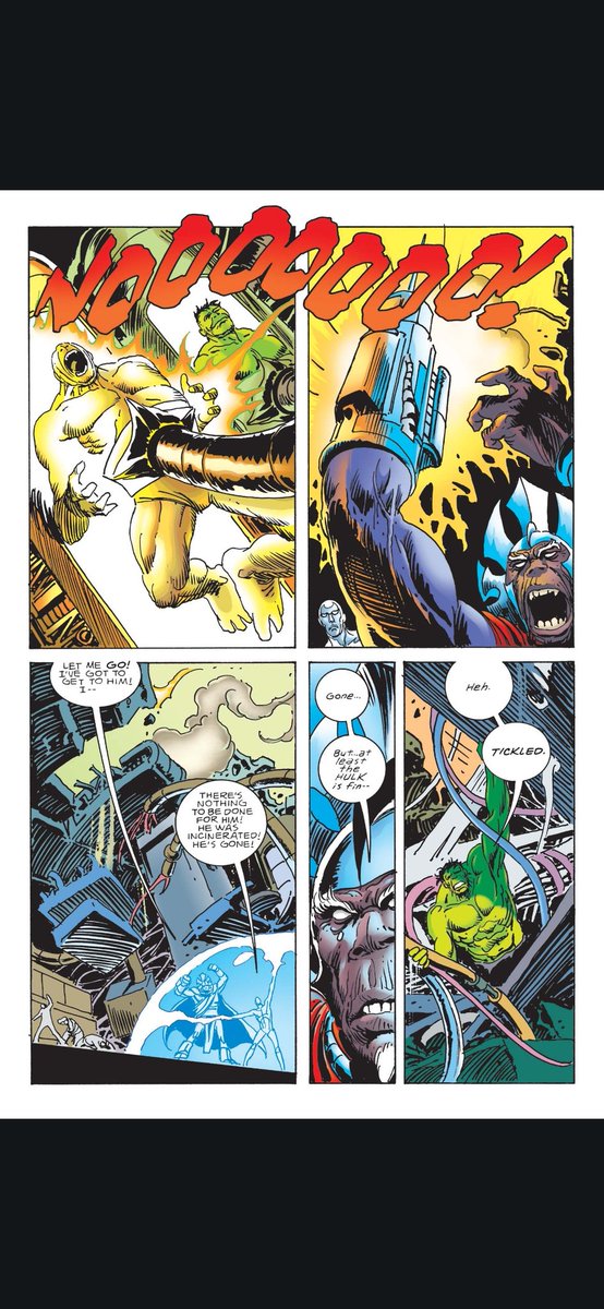 allthingshulk's tweet photo. At Freehold Banner learns that Armageddon wants to use Hulk as a power source to bring his son back to life. Hulk agrees but it is a trick. He overloads the machine with Gamma radiation. Armageddon admits defeat and leaves https://t.co/JecV2Da0KD