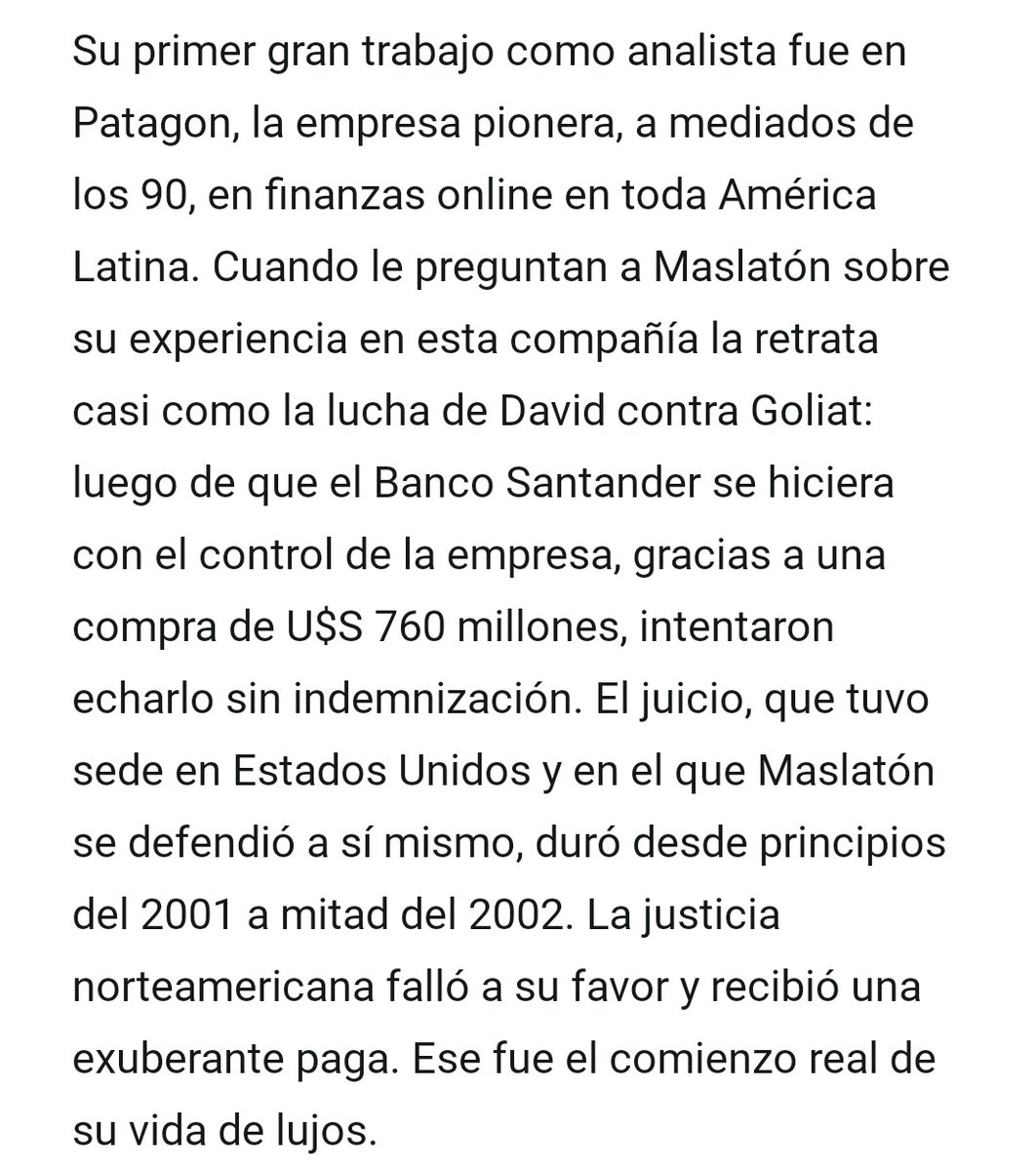 jajaja, el primer capital que acumuló Maslatón fue gracias a un juicio laboral para cobrar indemnización.