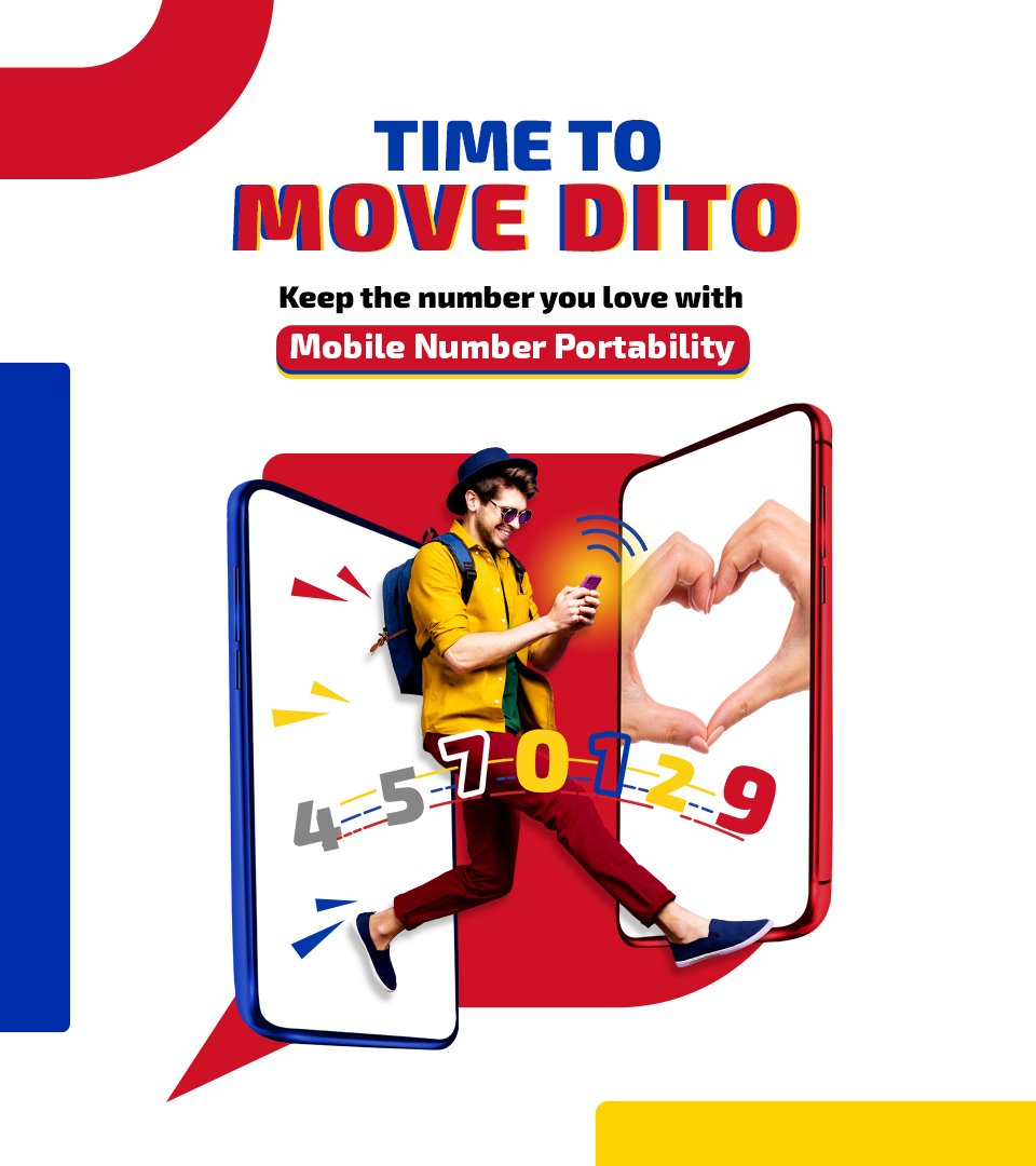 DITOphofficial's tweet photo. #TimeToMoveDITO
There are two ways you can port your number to DITO!
1. Via the DITO APP
2. By visiting one of our DITO Experience Stores
Be sure you're a in a DITO-covered area and using a DITO-compatible phone! Learn more at https://t.co/8GdlykbYQo https://t.co/vO1Od9Kp3r