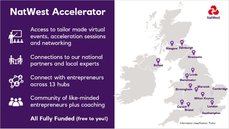 Debbie Lewis @ NatWest (@mrsdlewis_nw) on Twitter photo Enterprise is an area that clearly defines <a href="/NatWestBusiness/">NatWest Business</a>.
At the heart of our support for #entrepreneurs is our #ACCELERATOR programme.
Which of the following physical hub locations might you want to work from in 2022?*
Simply search NatWest Accelerator for info or to apply Enterprise is an area that clearly defines <a href="/NatWestBusiness/">NatWest Business</a>.
At the heart of our support for #entrepreneurs is our #ACCELERATOR programme.
Which of the following physical hub locations might you want to work from in 2022?*
Simply search NatWest Accelerator for info or to apply
