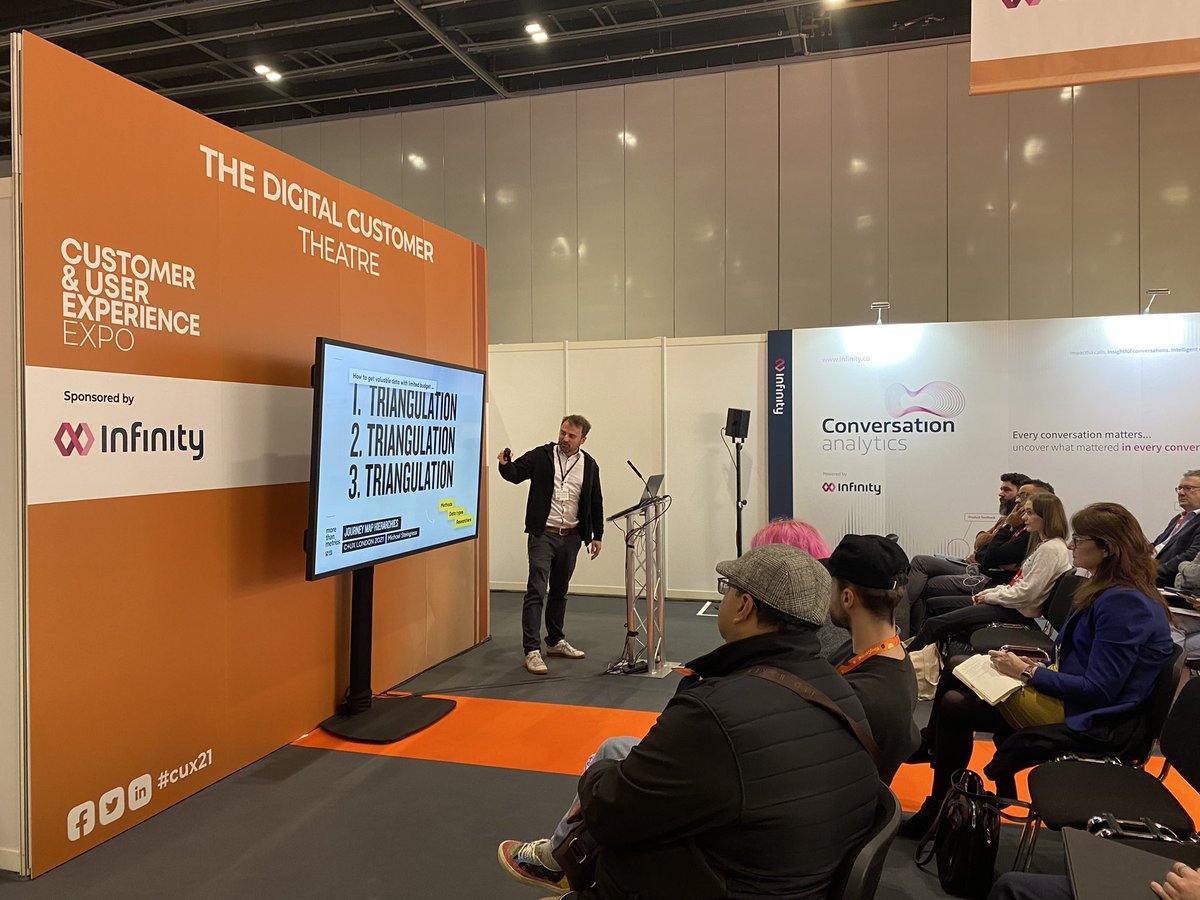The Digital Customer Theatre has kick off with Michael Steingress (Head of Partnership and Sales, Smaply by More than Metrics GmbH) with he’s session on Journey map hierarchies: How to operationalise journey mapping across organisational silos.

Interested? Head over now…
#CUX21