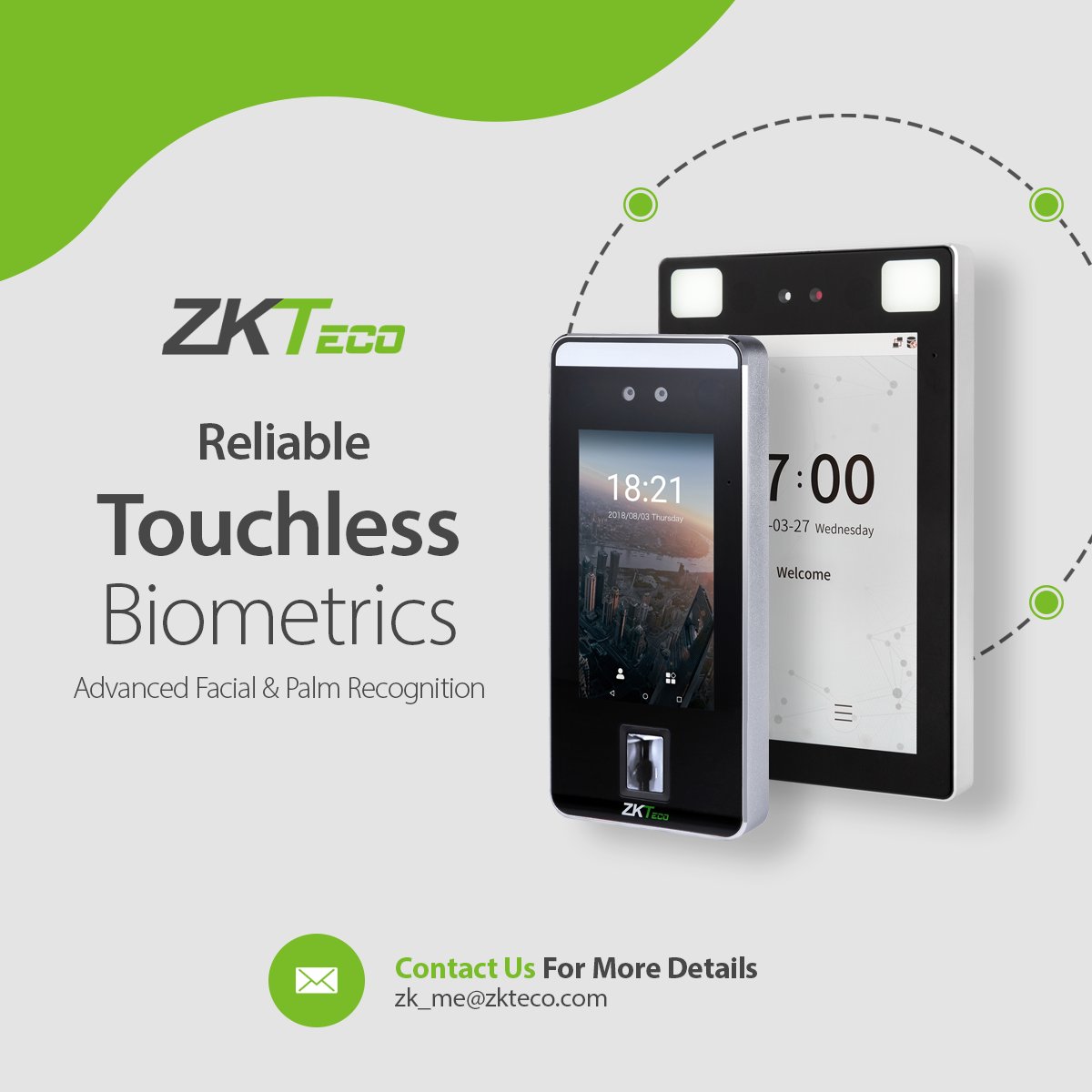 ZKTecoME's tweet image. ZKTeco provides reliable touchless biometric solutions that are perfect for your business. Contact us now! zkteco.me

#zkteco #touchlessbiometrics #facialrecognition #palmrecognition #QRCode