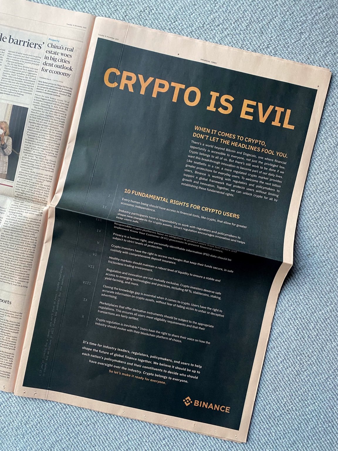 Binance launches "Crypto is Evil" campaign